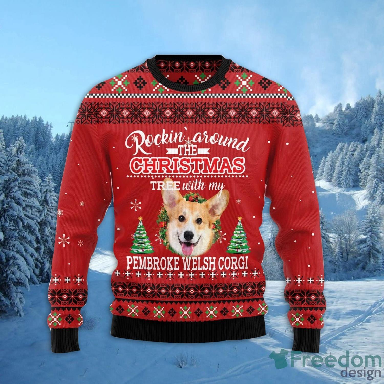 Pembroke Welsh Corgi Rockin All Over Printed 3D Ugly Christmas Sweater Christmas Gift For Men And Women Product Photo 2