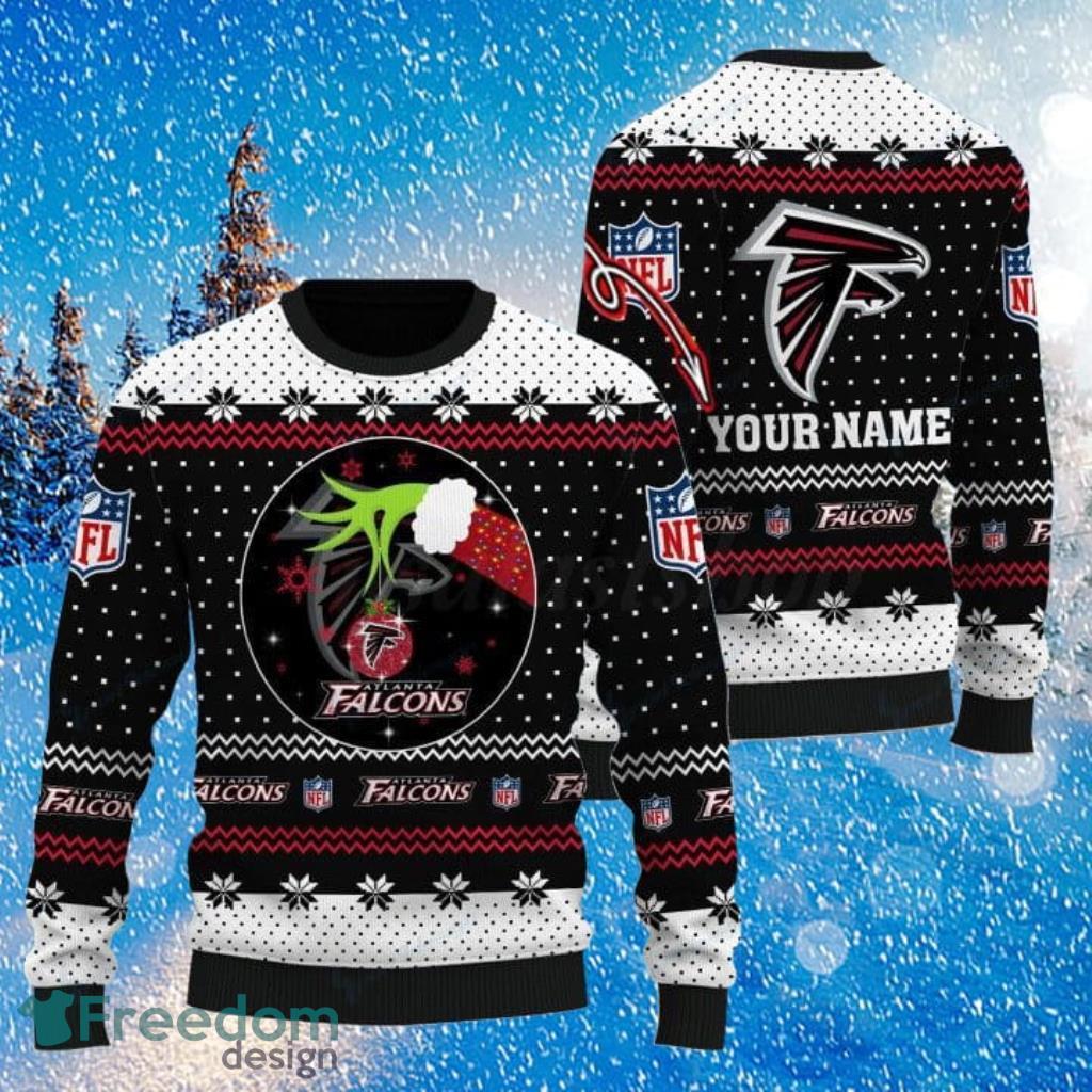 Atlanta Falcons Custom Name And Number Ugly Christmas Sweater -  Freedomdesign