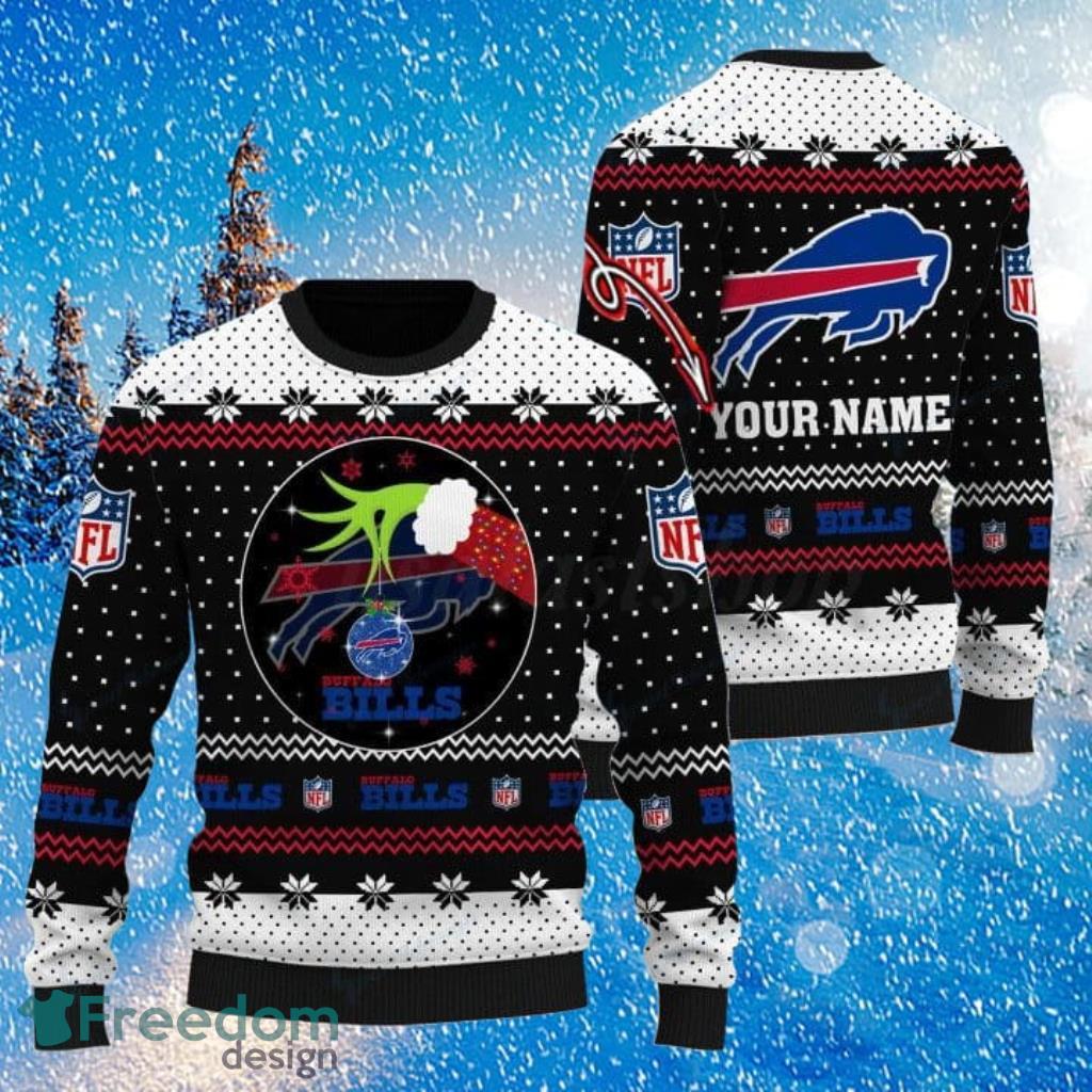 Personalized Grinch Buffalo Bills Woolen Ugly Sweater Christmas image Personalized Grinch Buffalo Bills Woolen Ugly Sweater Christmas Product Photo 1