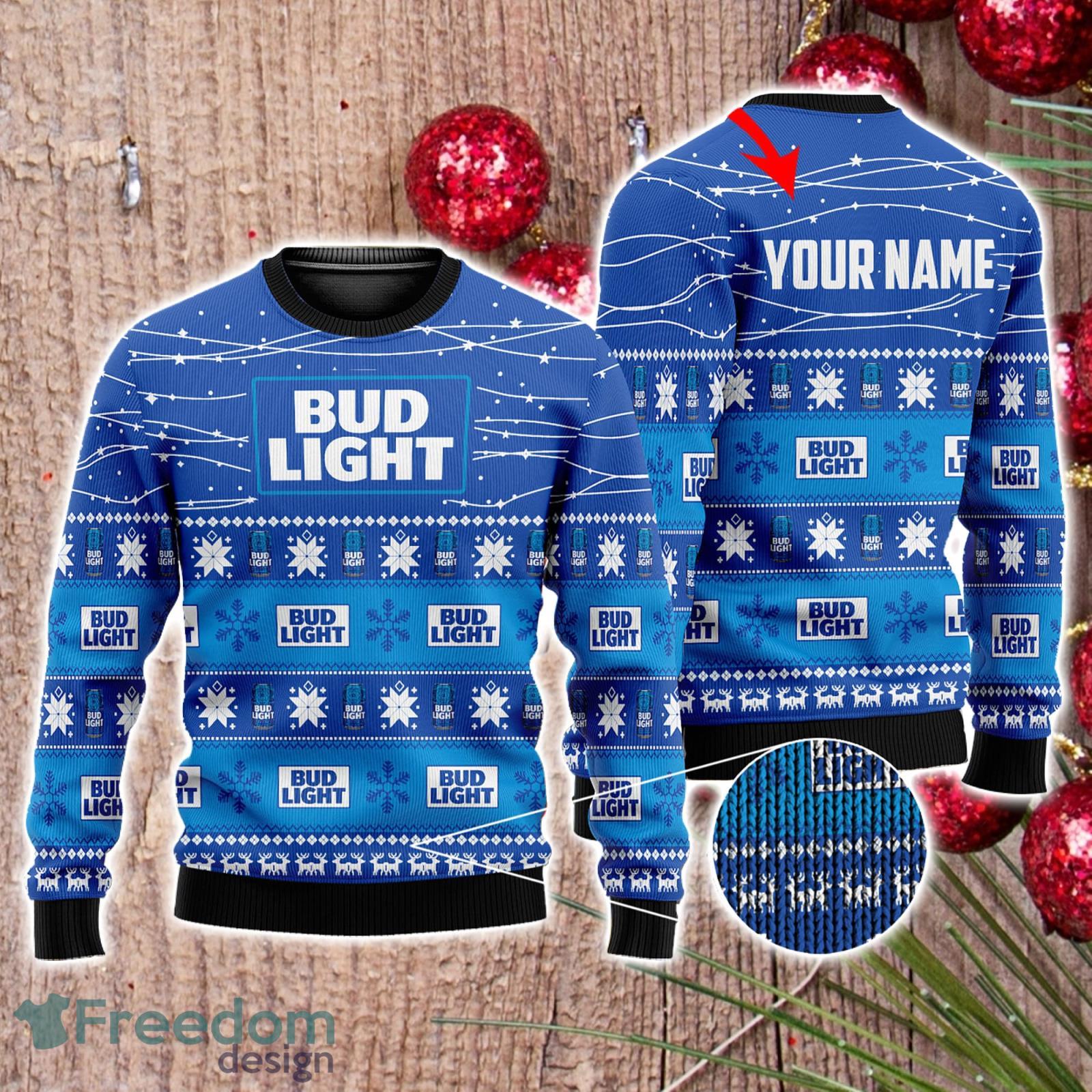 Personalized Name Bud Light Beer 3D All Over Printed Christmas Ugly Sweater Men And Women Gift Product Photo 1