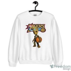 Philadelphia 76ers NBA Basketball Groot Marvel Guardians Of The Galaxy T Shirt - Unisex Crewneck Sweatshirt