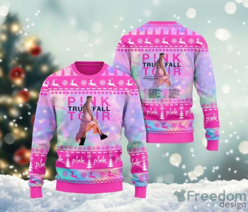 Pink Trustfall Tour Ugly Sweater Christmas Ugly Sweater For Holiday Xmas Family Gift Product Photo 1