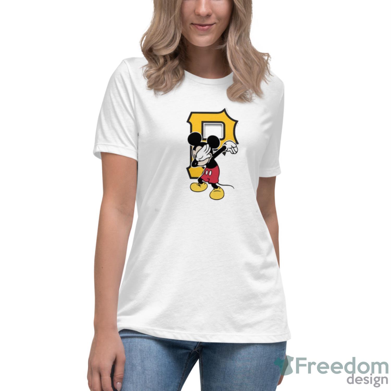 Pittsburgh Pirates MLB Baseball Dabbing Mickey Disney Sports T Shirt - Womens Relaxed Short Sleeve Jersey Tee Pittsburgh Pirates MLB Baseball Dabbing Mickey Disney Sports T Shirt - Womens Relaxed Short Sleeve Jersey Tee