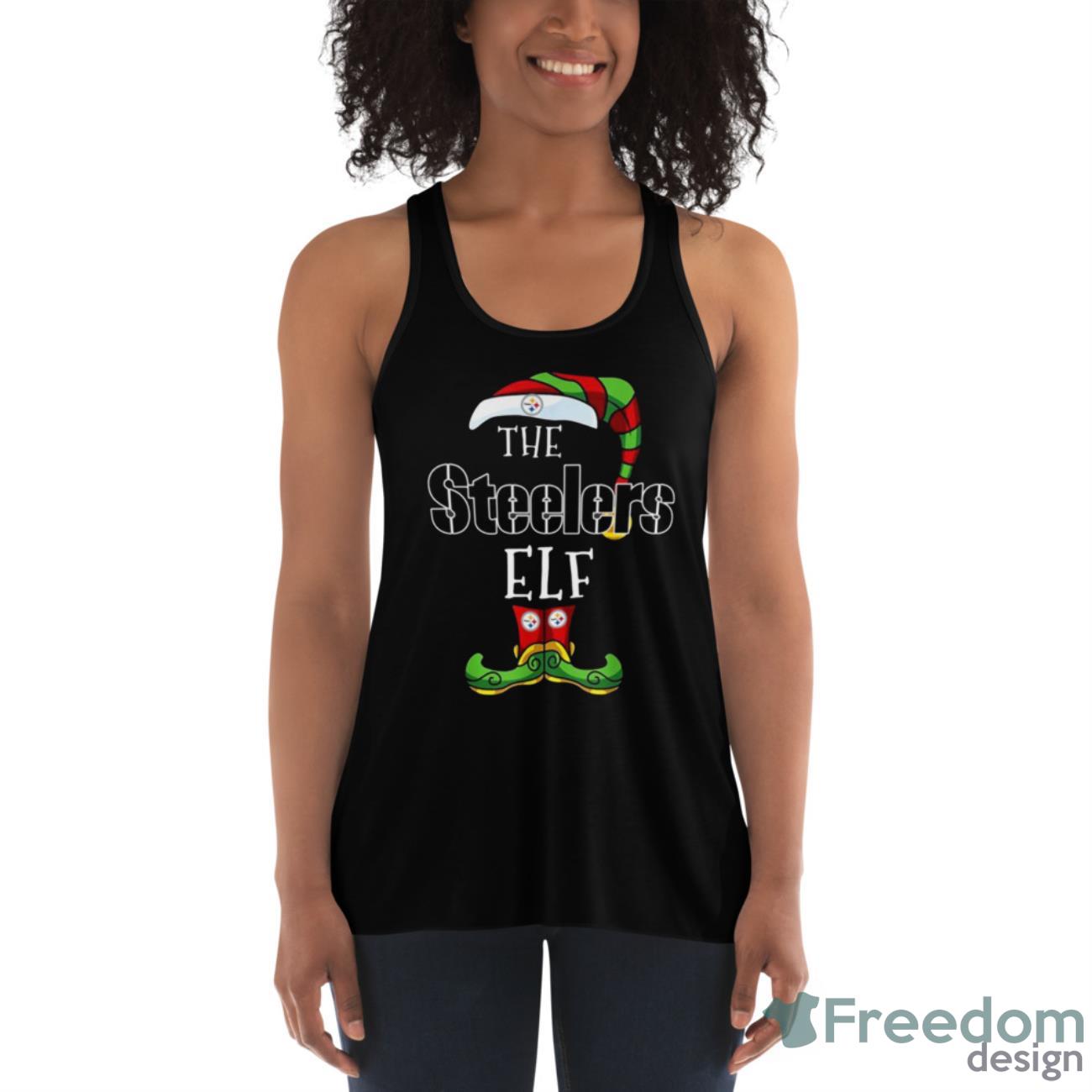 Pittsburgh Steelers Christmas ELF Funny NFL T Shirt - Womens Flowy Racerback Tank Pittsburgh Steelers Christmas ELF Funny NFL T Shirt - Womens Flowy Racerback Tank