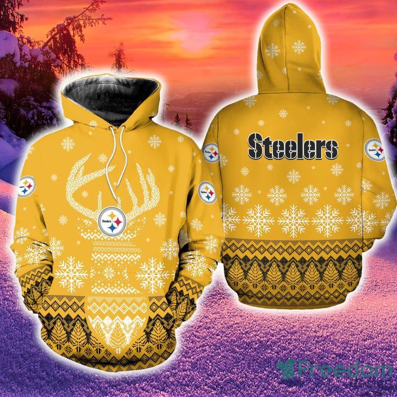 NFL Steelers Hoodie 3D Gold Black Pittsburgh Steelers Gift