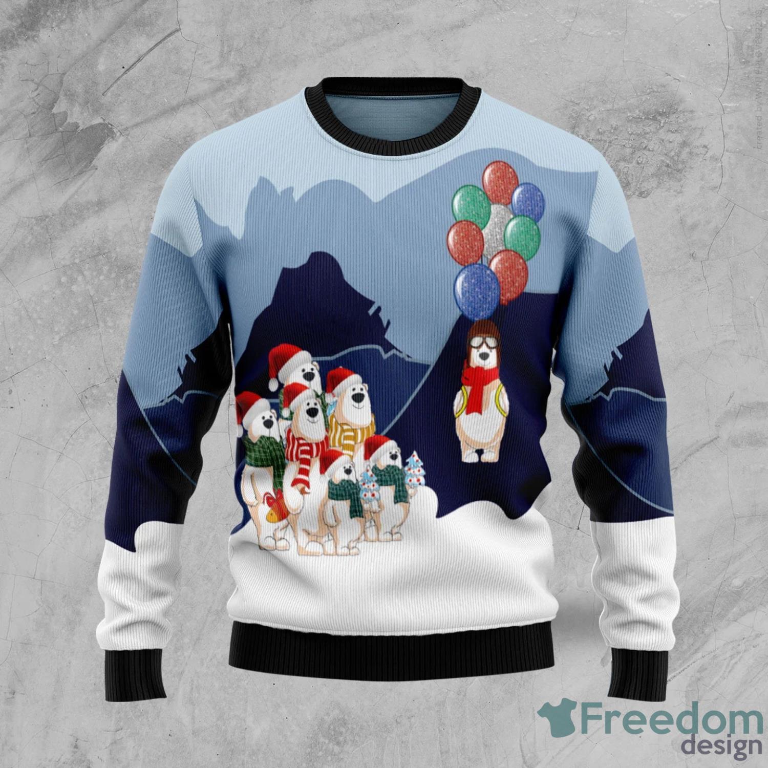 Polar Bear Balloon All Over Printed 3D Ugly Christmas Sweater Christmas Gift For Men And Women Product Photo 2