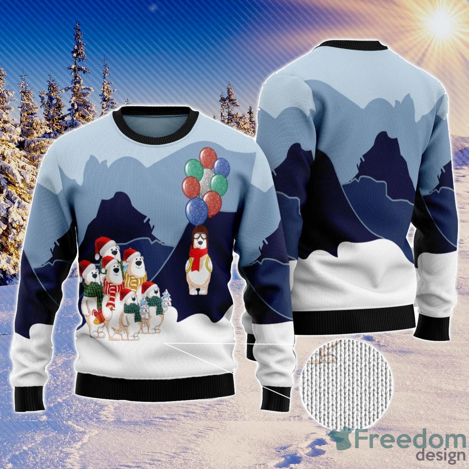 Polar Bear Balloon All Over Printed 3D Ugly Christmas Sweater Christmas Gift For Men And Women Product Photo 1