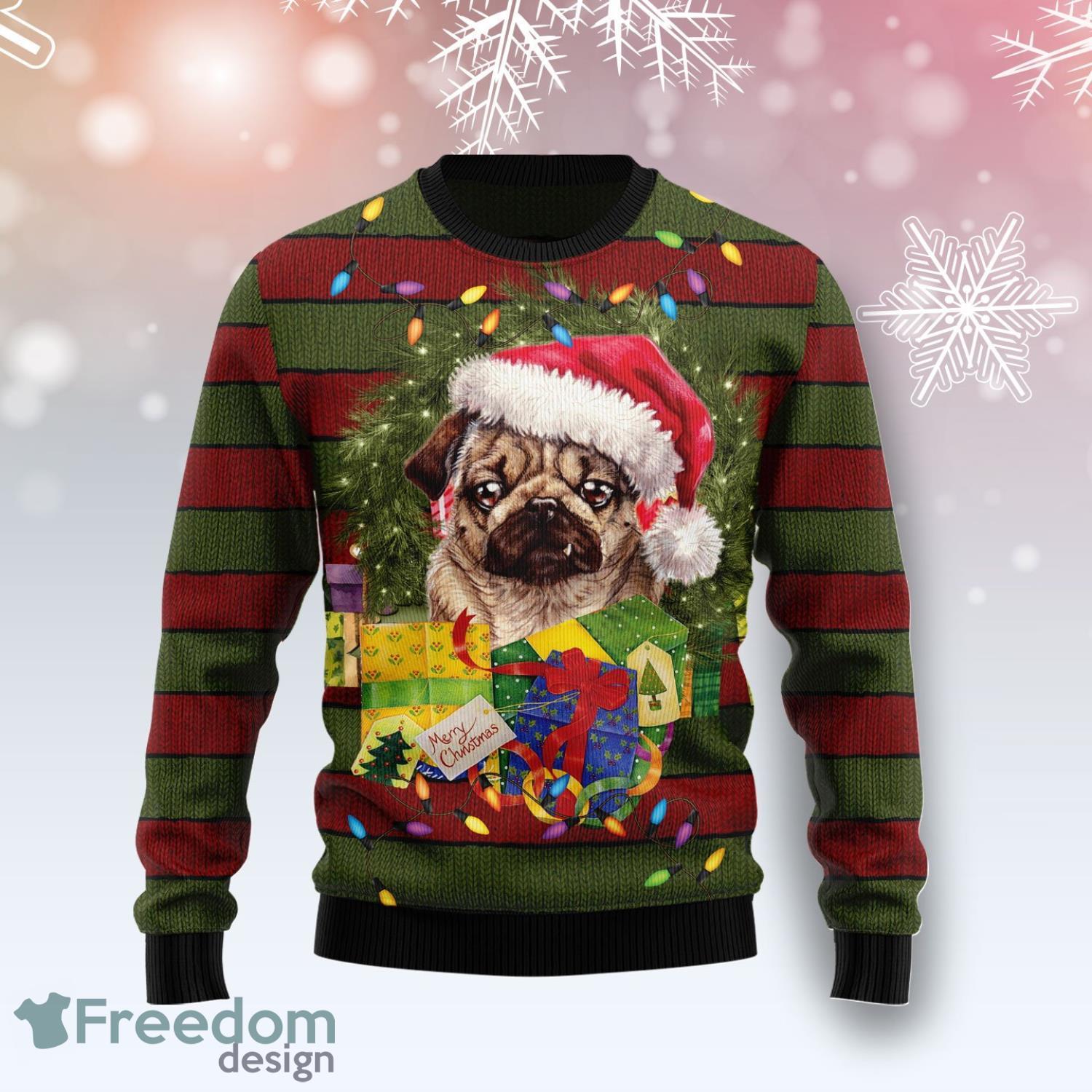 Pug And Gift Xmas Funny Ugly Christmas Sweater Product Photo 1