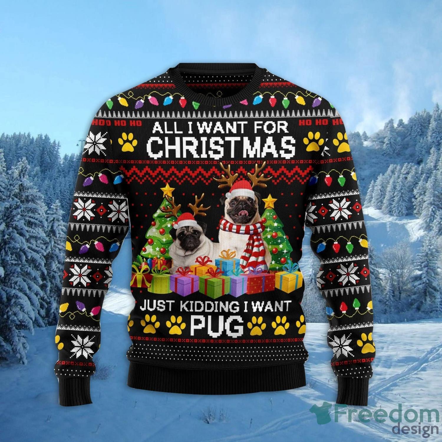 Pug Christmas All Over Printed 3D Ugly Christmas Sweater Christmas Gift For Men And Women Product Photo 1