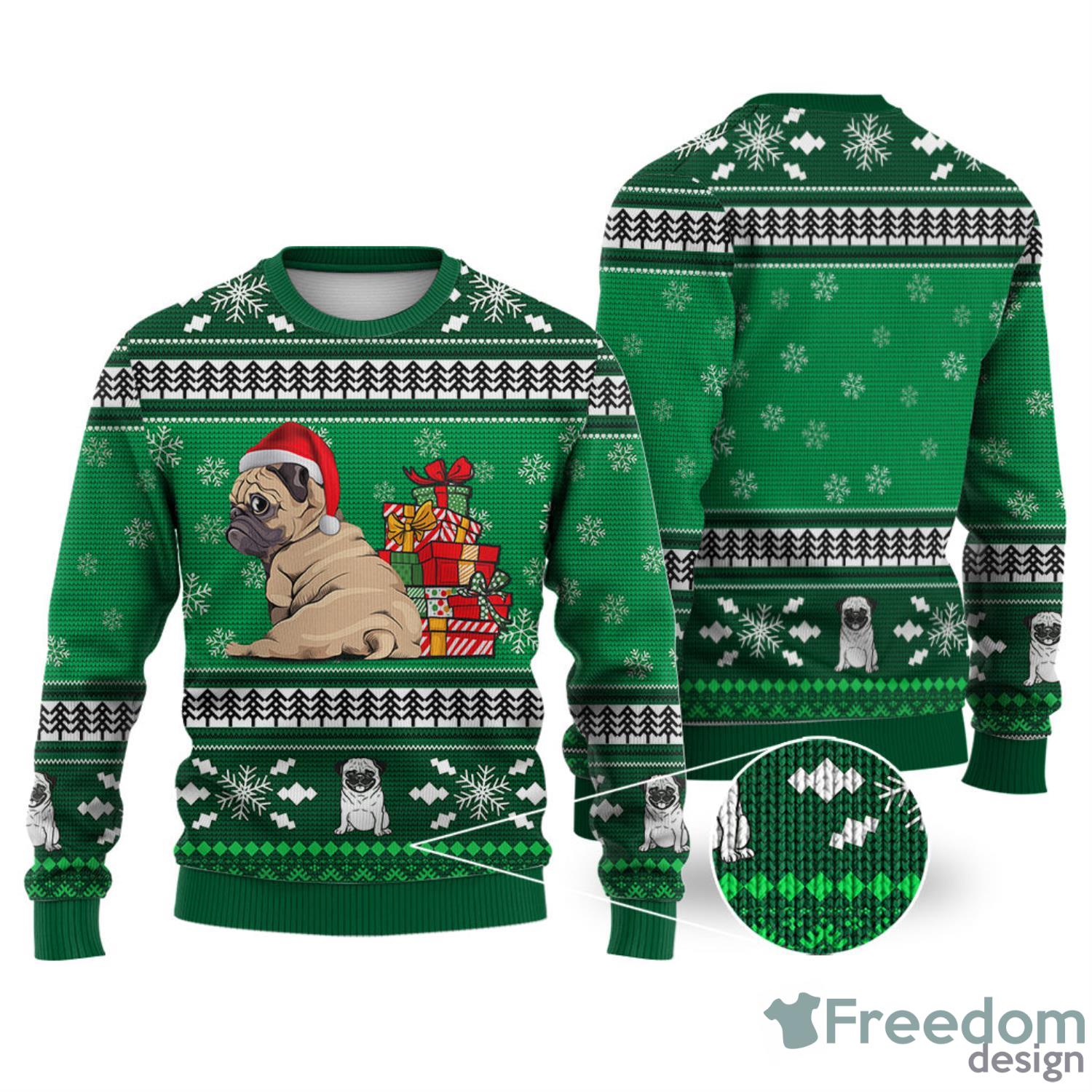 Pug Dog Pattern Falling Snowflakes All Over Printed 3D Ugly Christmas Sweater Christmas Gift For Men And Women Product Photo 1