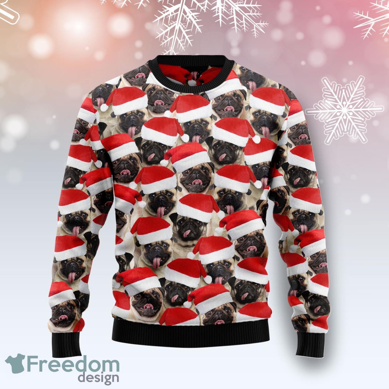 Pug Group Awesome All Over Print Ugly Christmas Sweater Product Photo 1