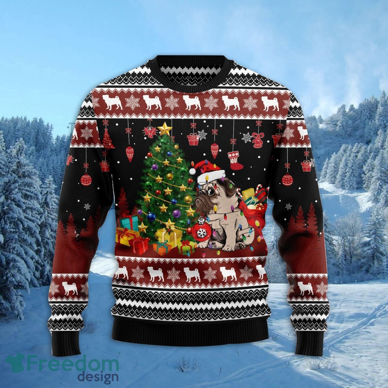 Pug Merry Christmas All Over Printed 3D Ugly Christmas Sweater Christmas Gift For Men And Women Product Photo 2