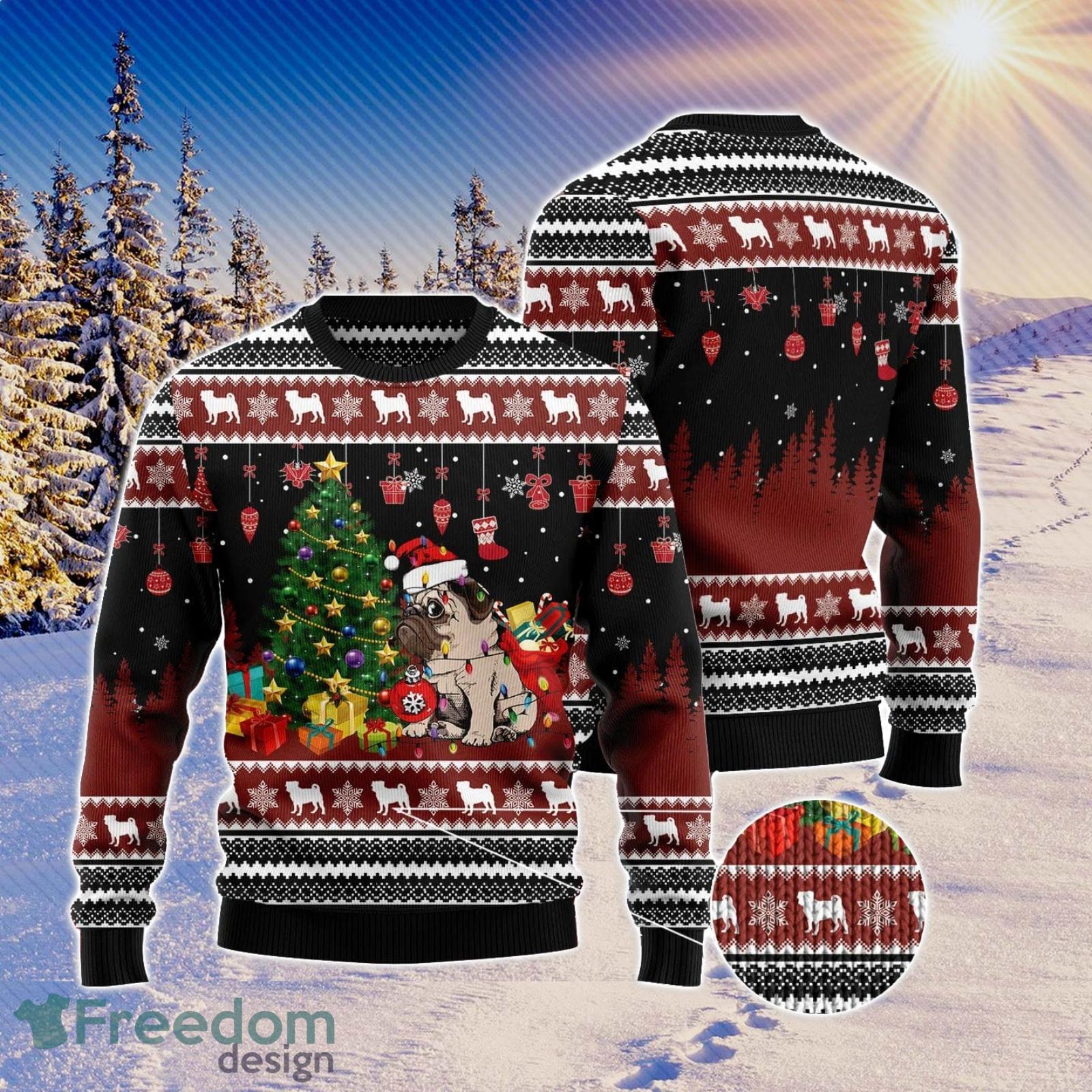 Pug Merry Christmas All Over Printed 3D Ugly Christmas Sweater Christmas Gift For Men And Women Product Photo 1