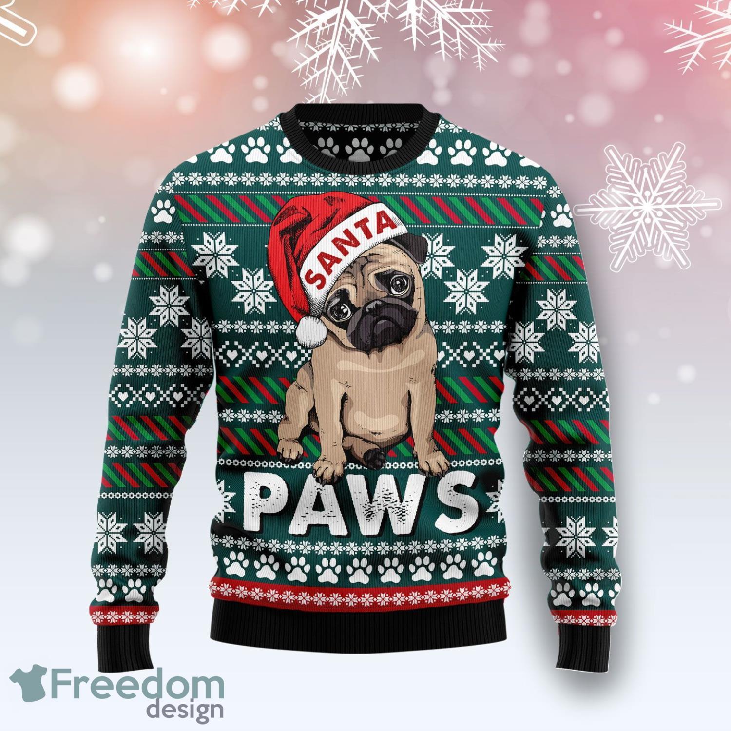 Pug Santa Paws Pug Lover Ugly Christmas Sweater Product Photo 1