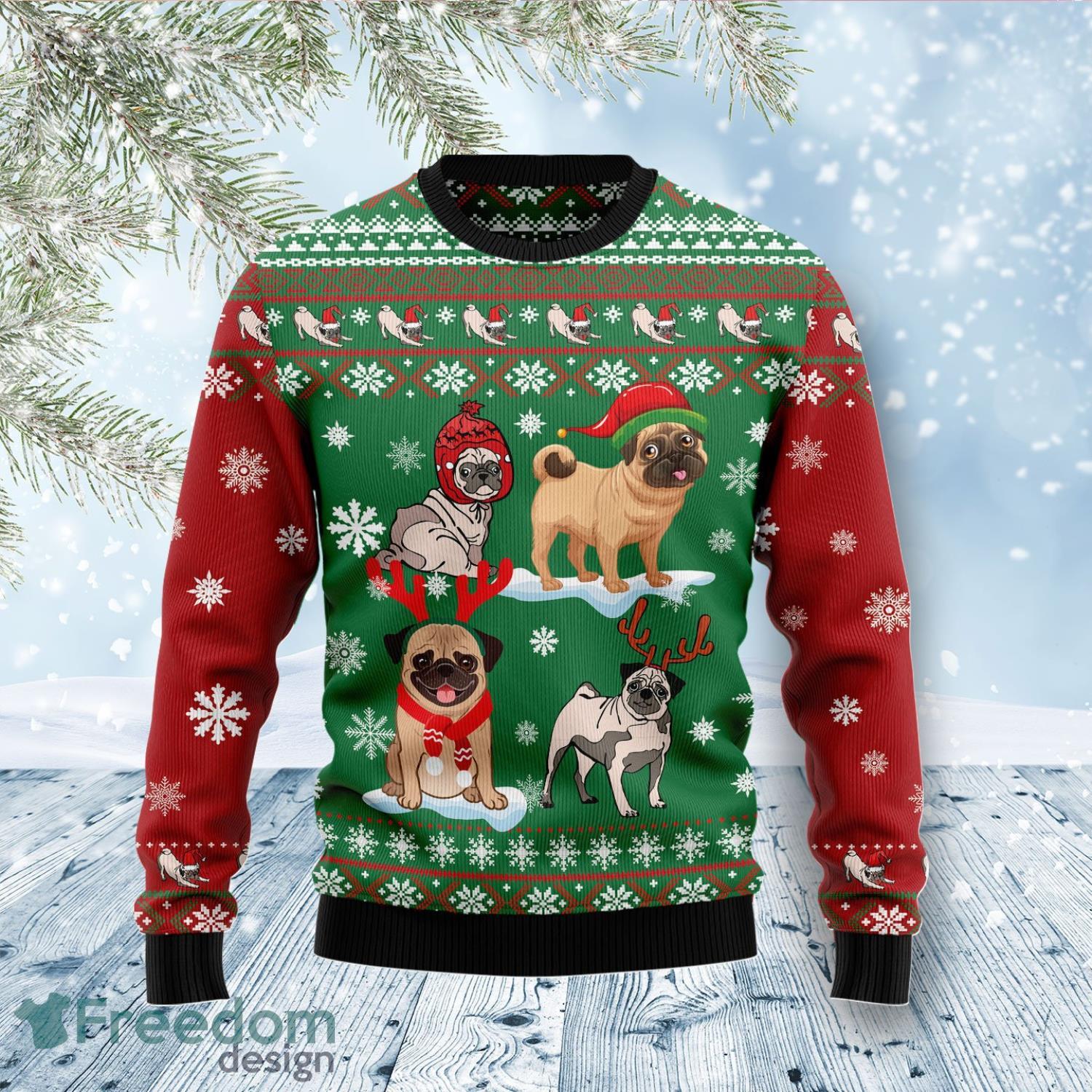 Pug Snow Day Pug Lover Ugly Christmas Sweater Product Photo 1