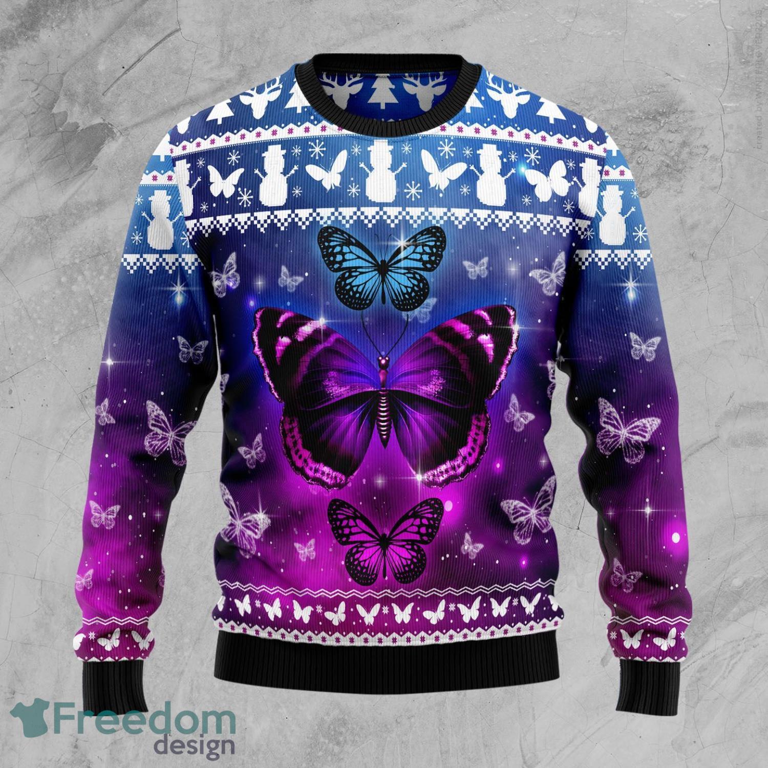 Purple Butterfly Amazing Ugly Christmas Sweater Product Photo 1