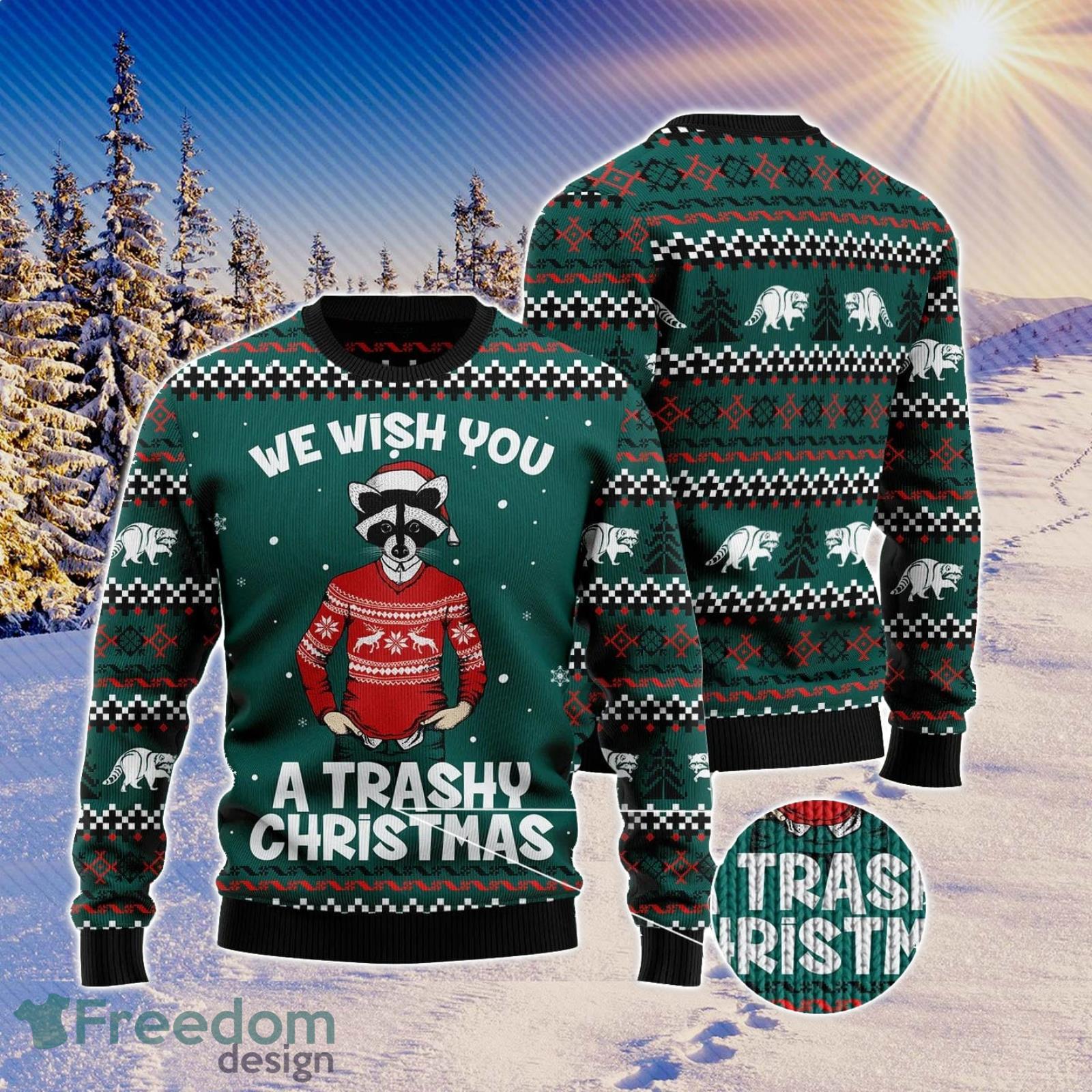 Raccoon A Trashy Christmas All Over Printed 3D Ugly Christmas Sweater Christmas Gift For Men And Women Product Photo 1