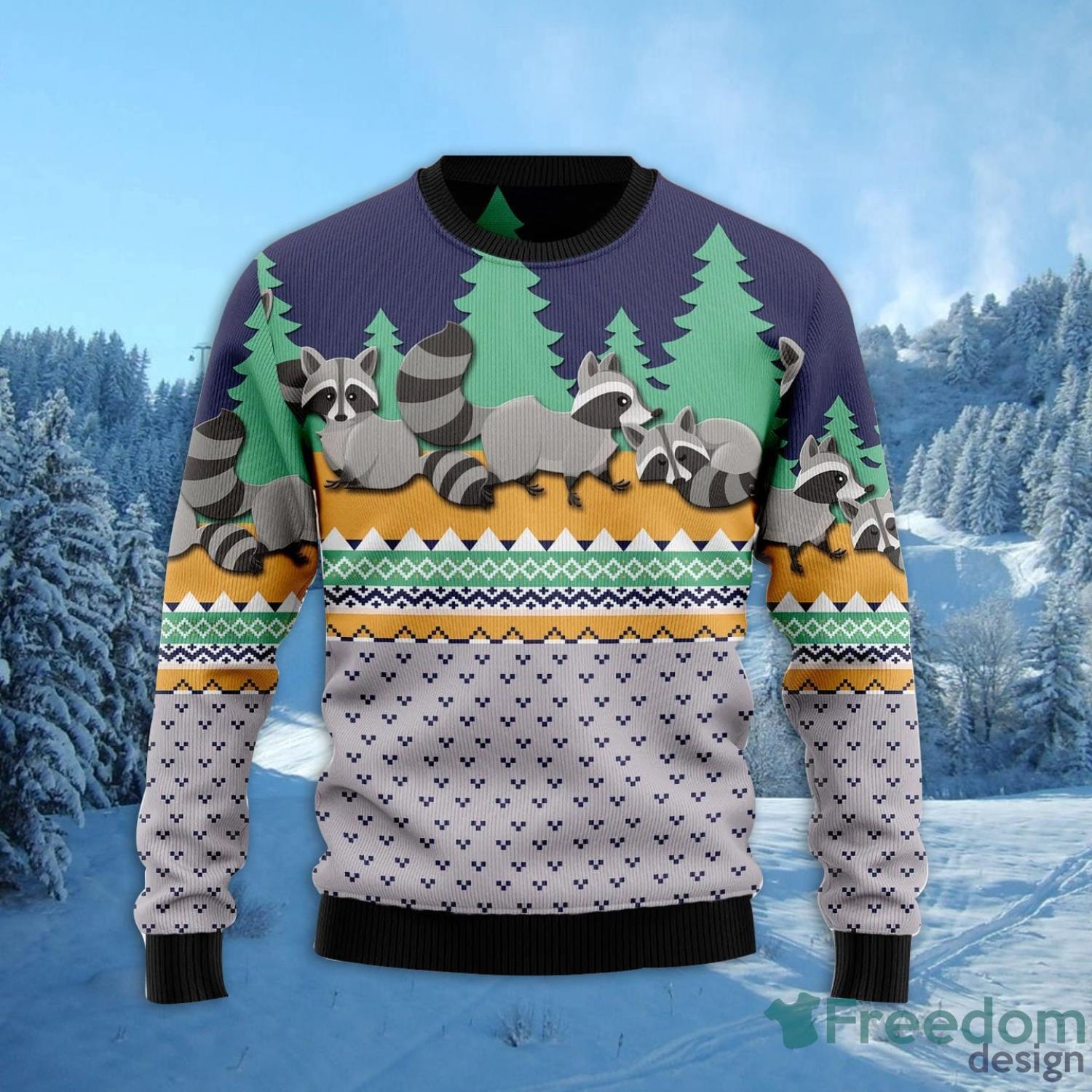 Raccoon Christmas All Over Printed 3D Ugly Christmas Sweater Christmas Gift For Men And Women Product Photo 1