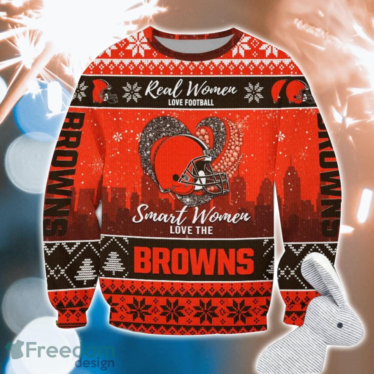 Cleveland Browns Snowflakes Pattern Ugly Christmas Sweater