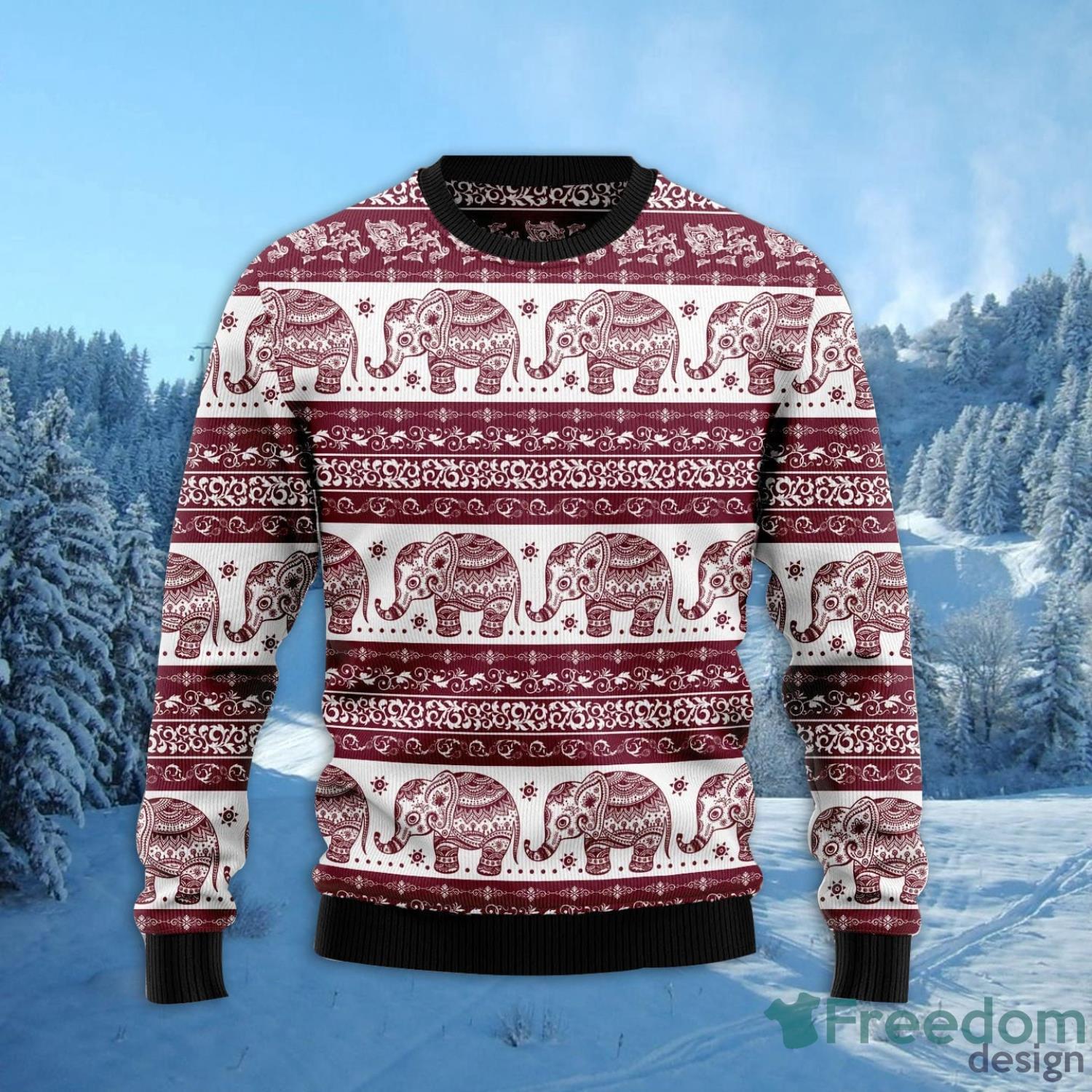 Red Elephant Mandala All Over Printed 3D Ugly Christmas Sweater Christmas Gift For Men And Women Product Photo 2