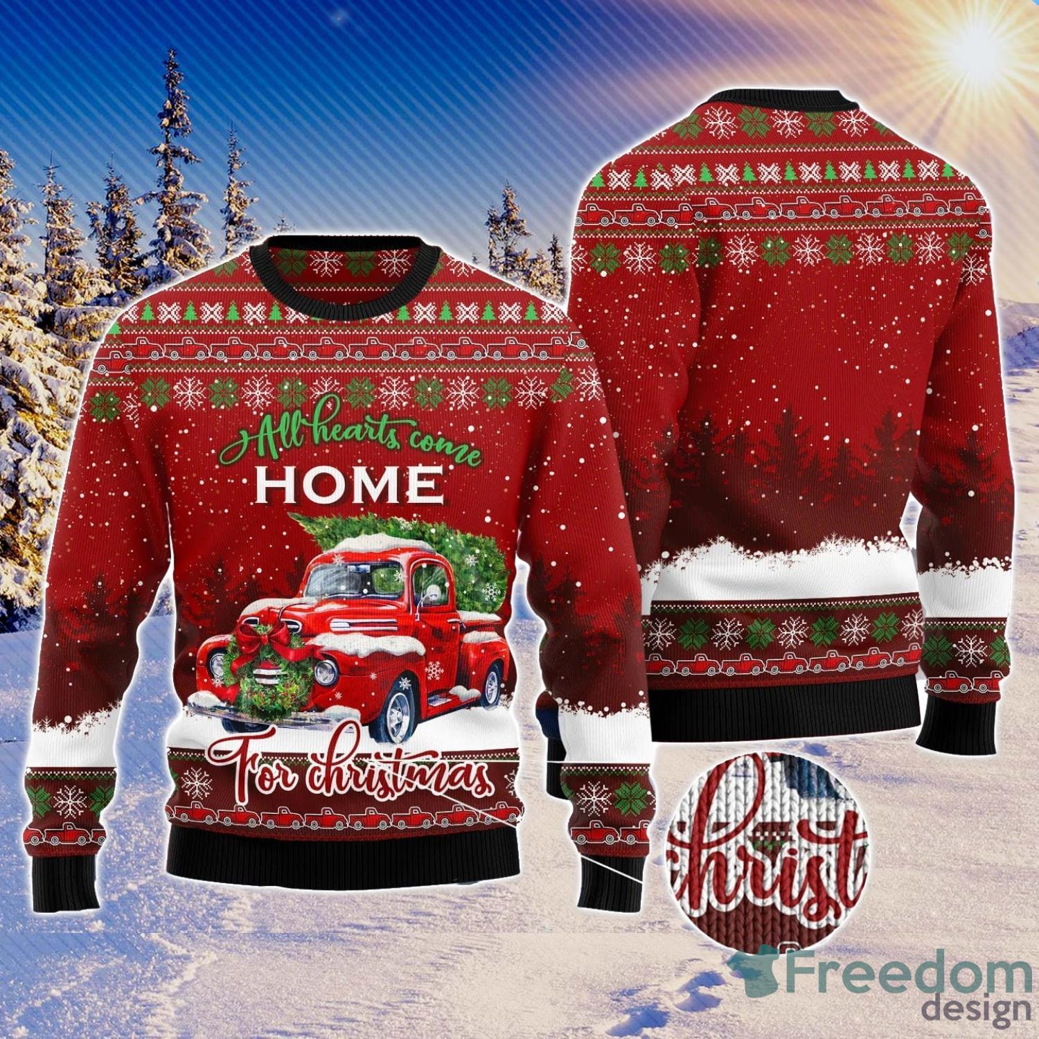 Red Truck Home Christmas All Over Printed 3D Ugly Christmas Sweater Christmas Gift For Men And Women Product Photo 1