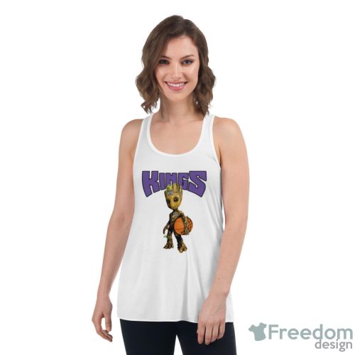 Sacramento Kings NBA Basketball Groot Marvel Guardians Of The Galaxy T Shirt - Women's Flowy Racerback Tank