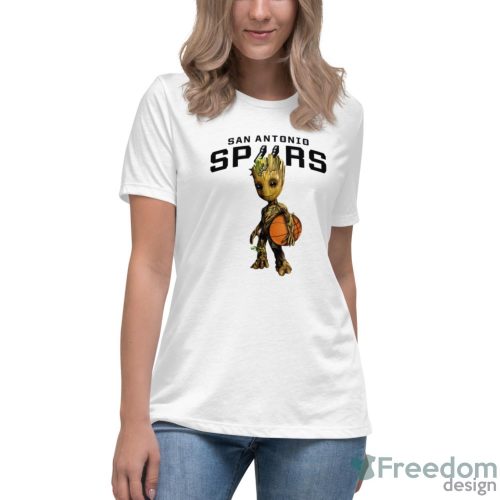 San Antonio Spurs NBA Basketball Groot Marvel Guardians Of The Galaxy T Shirt - Women's Relaxed Short Sleeve Jersey Tee