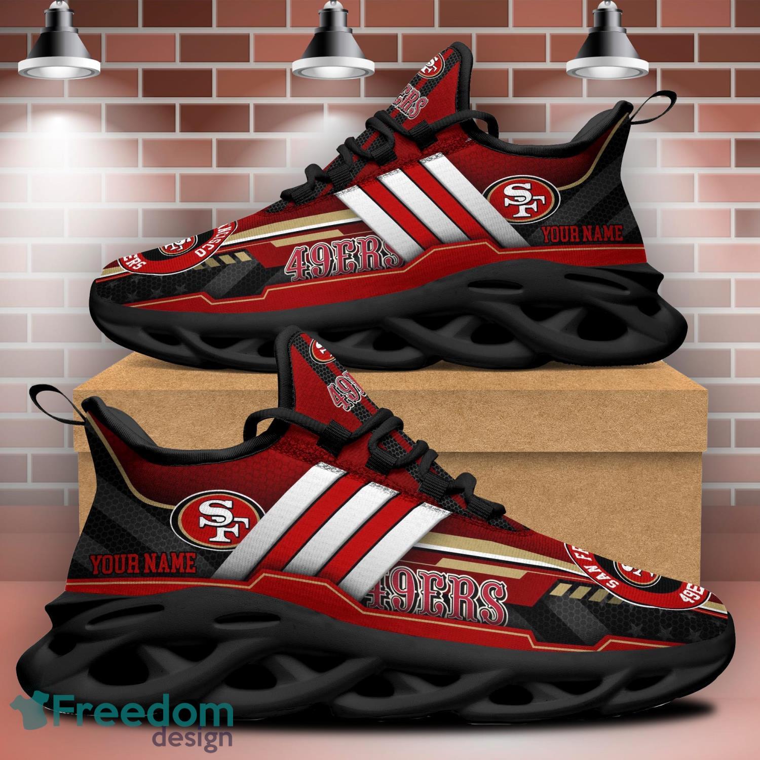 Custom Name San Francisco 49ers New Logo Air Cushion Sports Shoes Men Women  - Freedomdesign