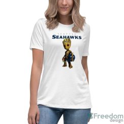 Seattle Seahawks NFL Football Groot Marvel Guardians Of The Galaxy T Shirt - Women's Relaxed Short Sleeve Jersey Tee