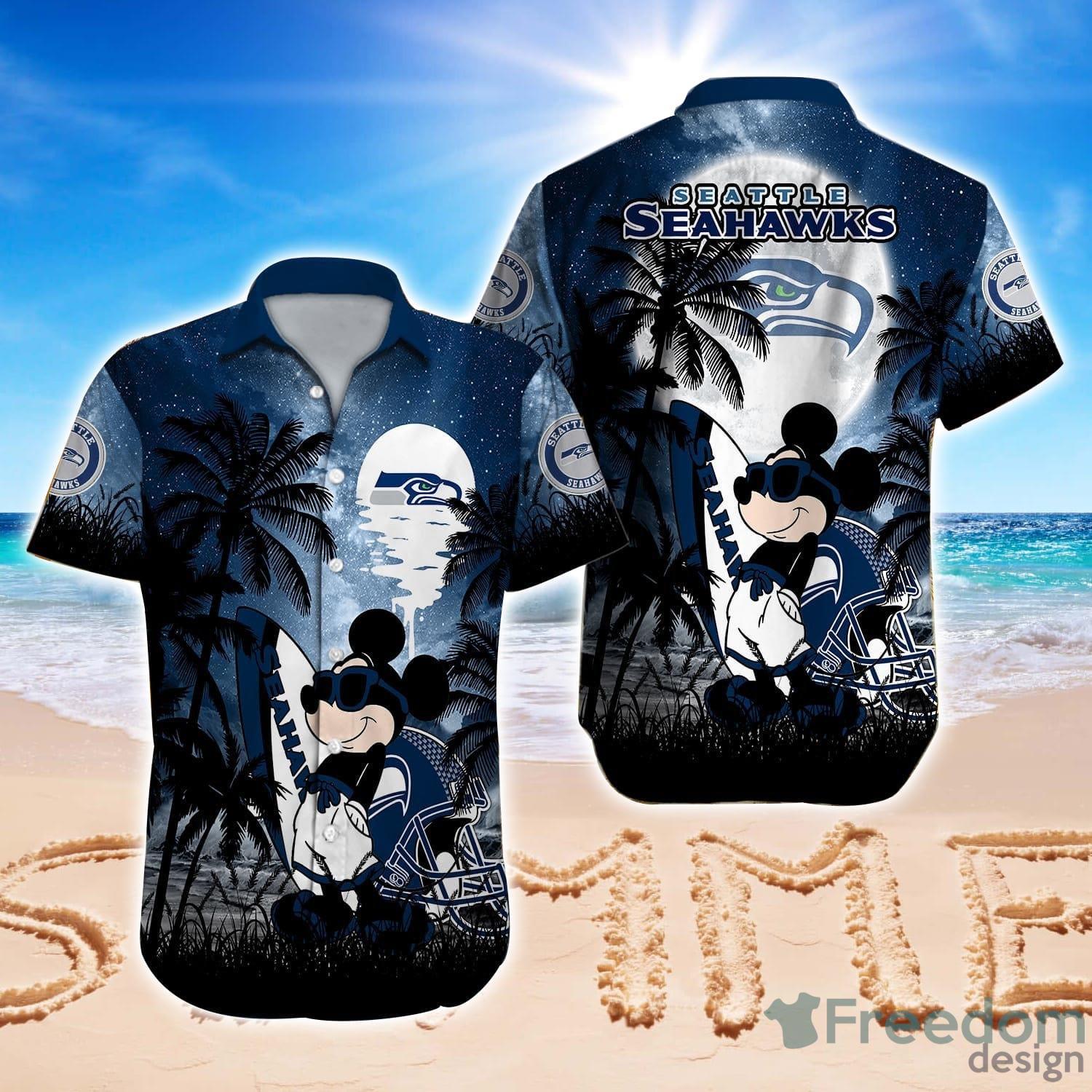 Custom Number And Name Nfl 3D Hawaiian Shirt Seattle Seahawks Logo