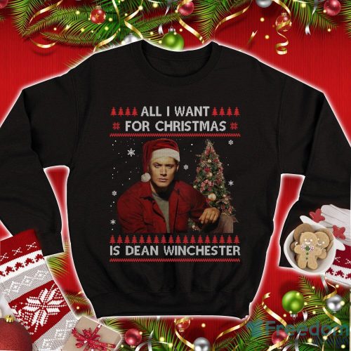 Supernatural Supernatural Christmas Sweatshirt All I Want For Christmas Is Dean Winchester Ugly Christmas Sweater Product Photo 1