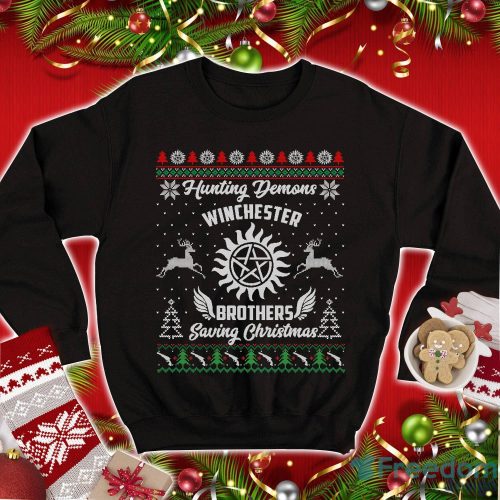 Supernatural Supernatural Christmas Sweatshirt Hunting Demons Winchester Brothers Shirt Christmas Xmas Gifts Product Photo 1