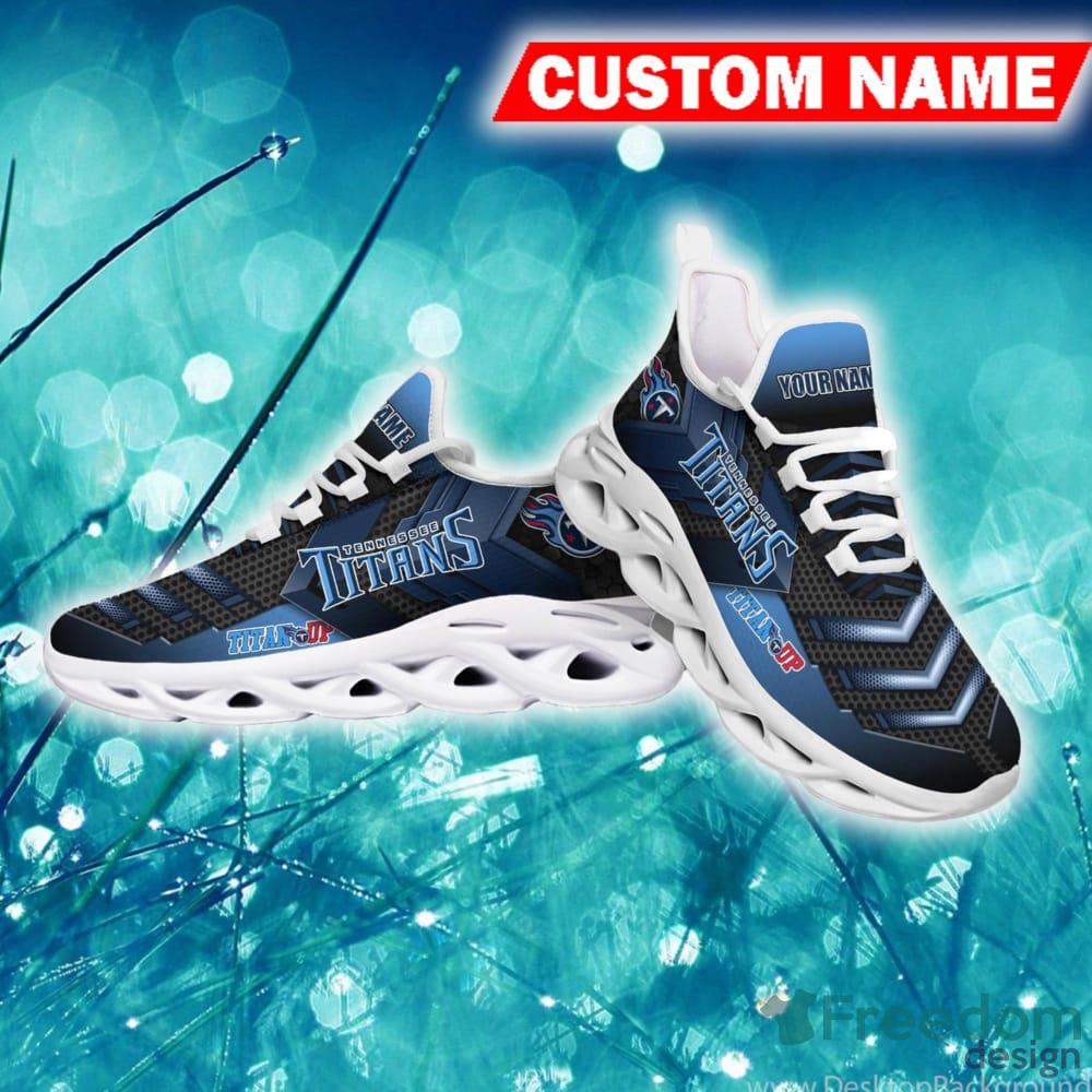 Personalize NFL Tennessee Titans Navy Blue Max Sole Sneakers Shoes -  T-shirts Low Price