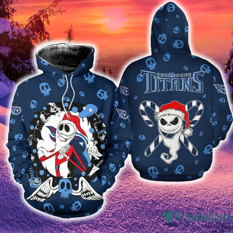 Tennessee Titans Christmas Jack Skellington 3D Hoodie Zip Hoodie Blue Print Holiday Gift For Fans - Tennessee Titans Christmas Jack Skellington 3D Hoodie Zip Hoodie Blue Print Holiday Gift For Fans