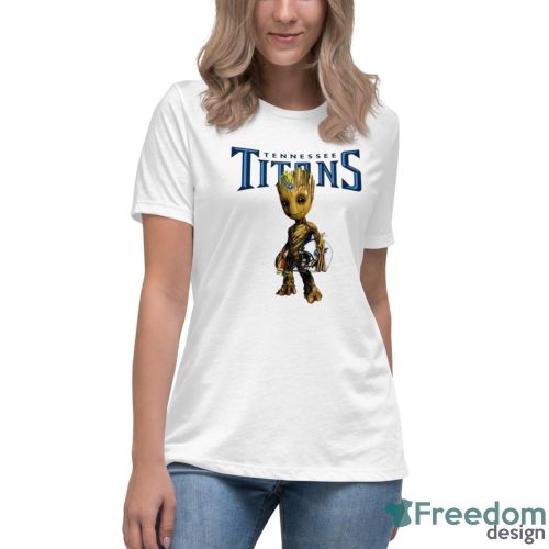 Tennessee Titans NFL Football Groot Marvel Guardians Of The Galaxy T Shirt - Women's Relaxed Short Sleeve Jersey Tee