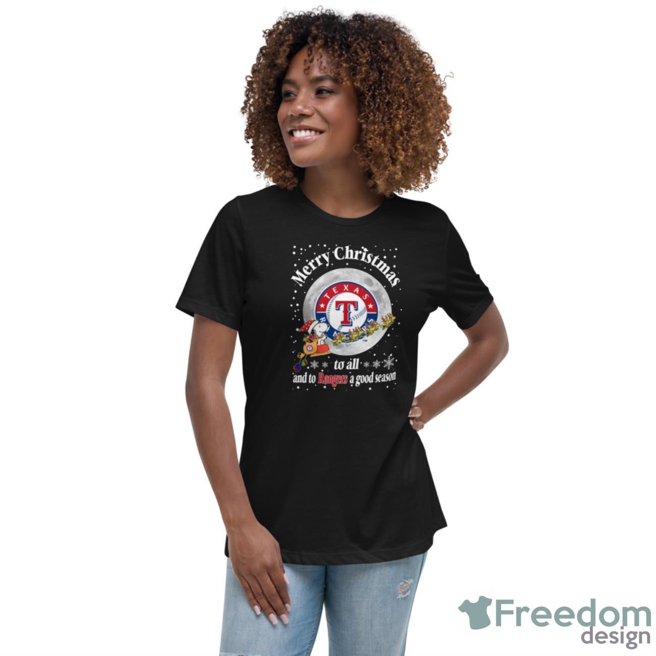 Texas Rangers Merry Christmas To All And To Rangers A Good Season MLB Baseball Sports T Shirt - Womens Relaxed Short Sleeve Jersey Tee Texas Rangers Merry Christmas To All And To Rangers A Good Season MLB Baseball Sports T Shirt - Womens Relaxed Short Sleeve Jersey Tee