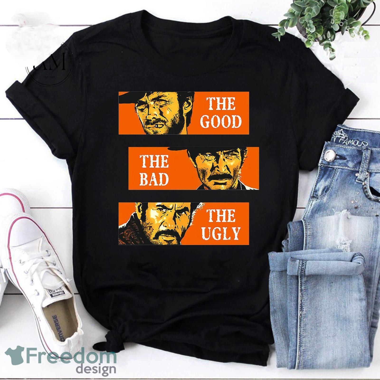 The Good The Bad And The Ugly Classic Horror Movie Vintage T-Shirt, The Good The Bad And The Ugly Movie Shirt Product Photo 1