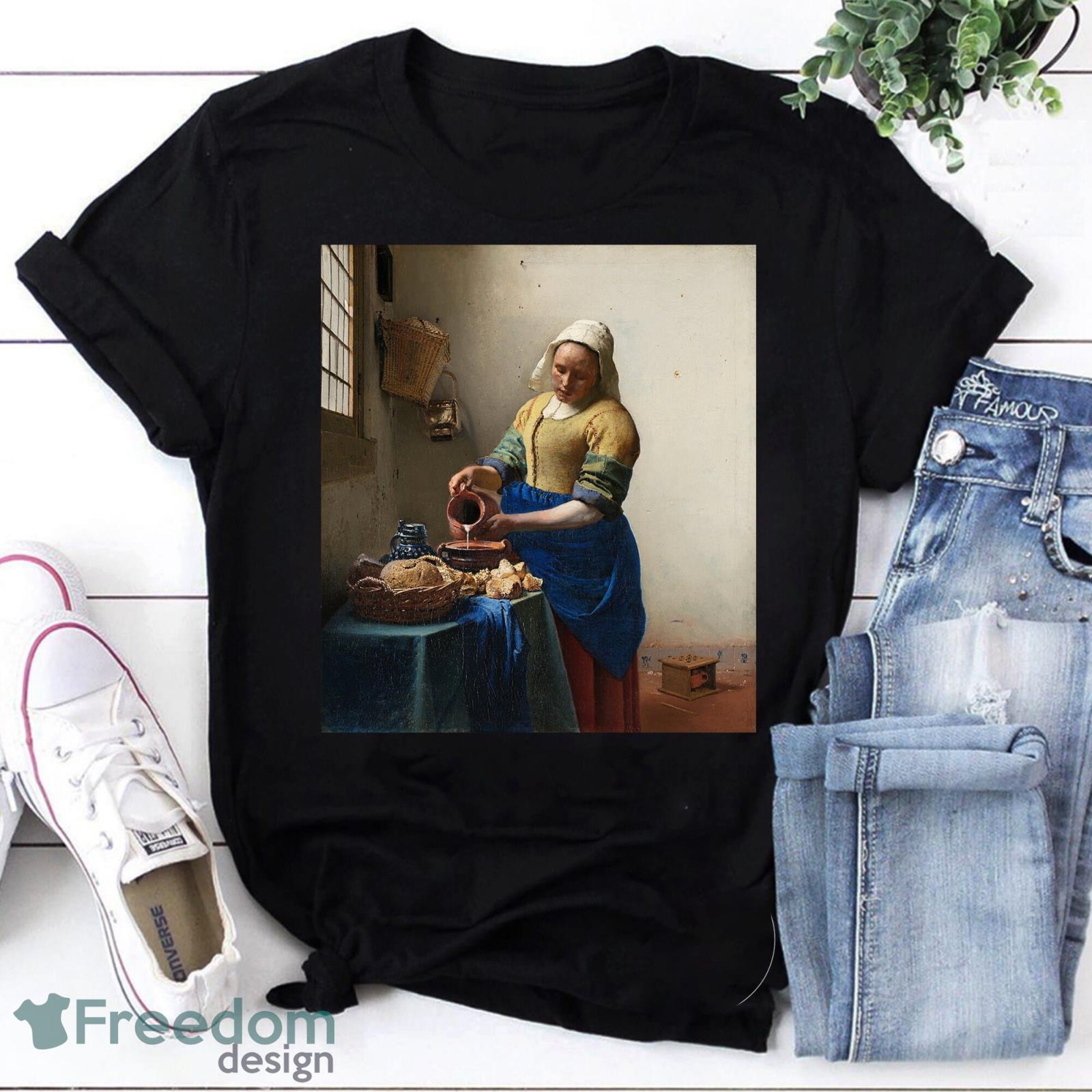 The Milkmaid Painting By Johannes Vermeer Vintage T-Shirt, The Milkmaid Shirt, Johannes Vermeer Shirt Product Photo 1