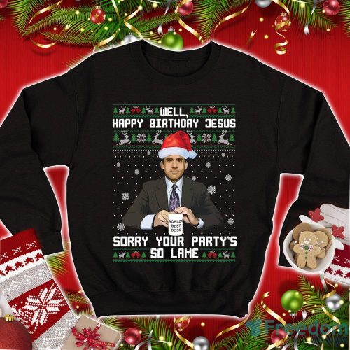 The Office Ugly Christmas Sweatshirt Michael Scott T Shirt Well Happy Birthday Jesus Shirt Christmas Xmas Gifts Product Photo 1