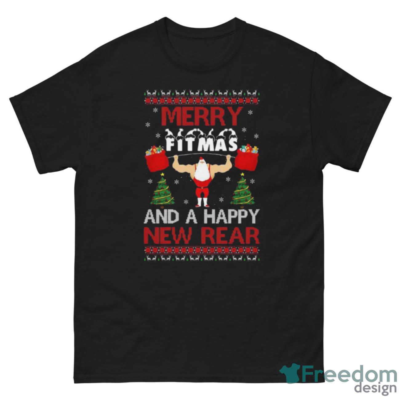 Top Merry Fitmas And A Happy New Rear Gym Ugly Christmas Shirt - G500 Men’s Classic Tee