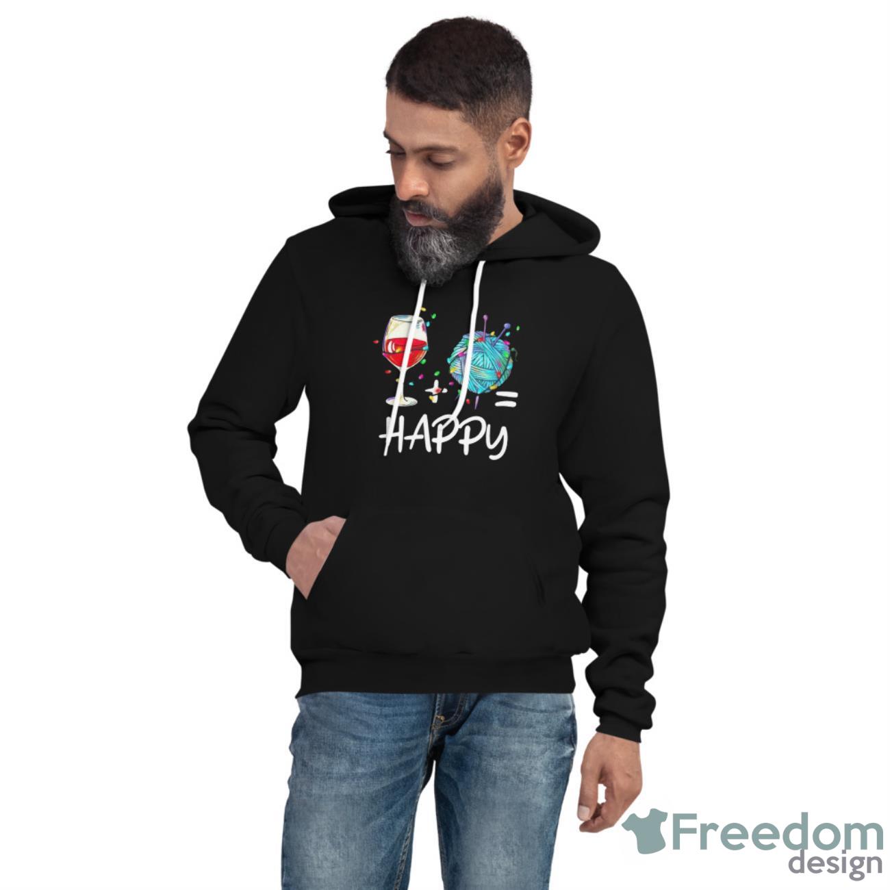 Top Wine And Crochet Is Happy Christmas Shirt - Unisex Fleece Pullover Hoodie