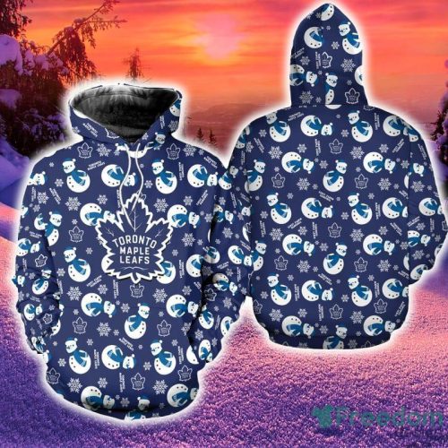 Toronto Maple Leafs Christmas Snowman 3D Hoodie Zip Hoodie Blue Print Holiday Gift For Fans - Toronto Maple Leafs Christmas Snowman 3D Hoodie Zip Hoodie Blue Print Holiday Gift For Fans