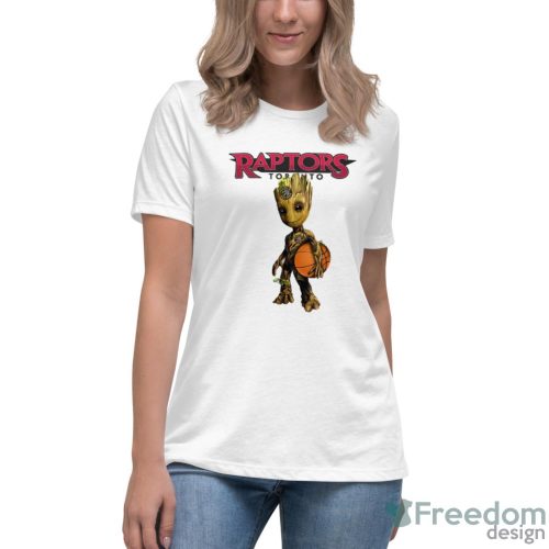 Toronto Raptors NBA Basketball Groot Marvel Guardians Of The Galaxy T Shirt - Women's Relaxed Short Sleeve Jersey Tee