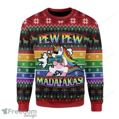 Unicorn LGBT Pew Pew Ugly Christmas Sweater Christmas Gift