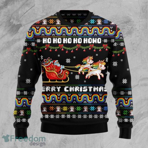 Unicorn With Santa Merry Christmas Ugly Christmas Sweater Christmas Gift Product Photo 1