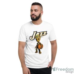 Utah Jazz NBA Basketball Groot Marvel Guardians Of The Galaxy T Shirt - Short Sleeve T-Shirt