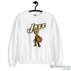 Utah Jazz NBA Basketball Groot Marvel Guardians Of The Galaxy T Shirt - Unisex Crewneck Sweatshirt