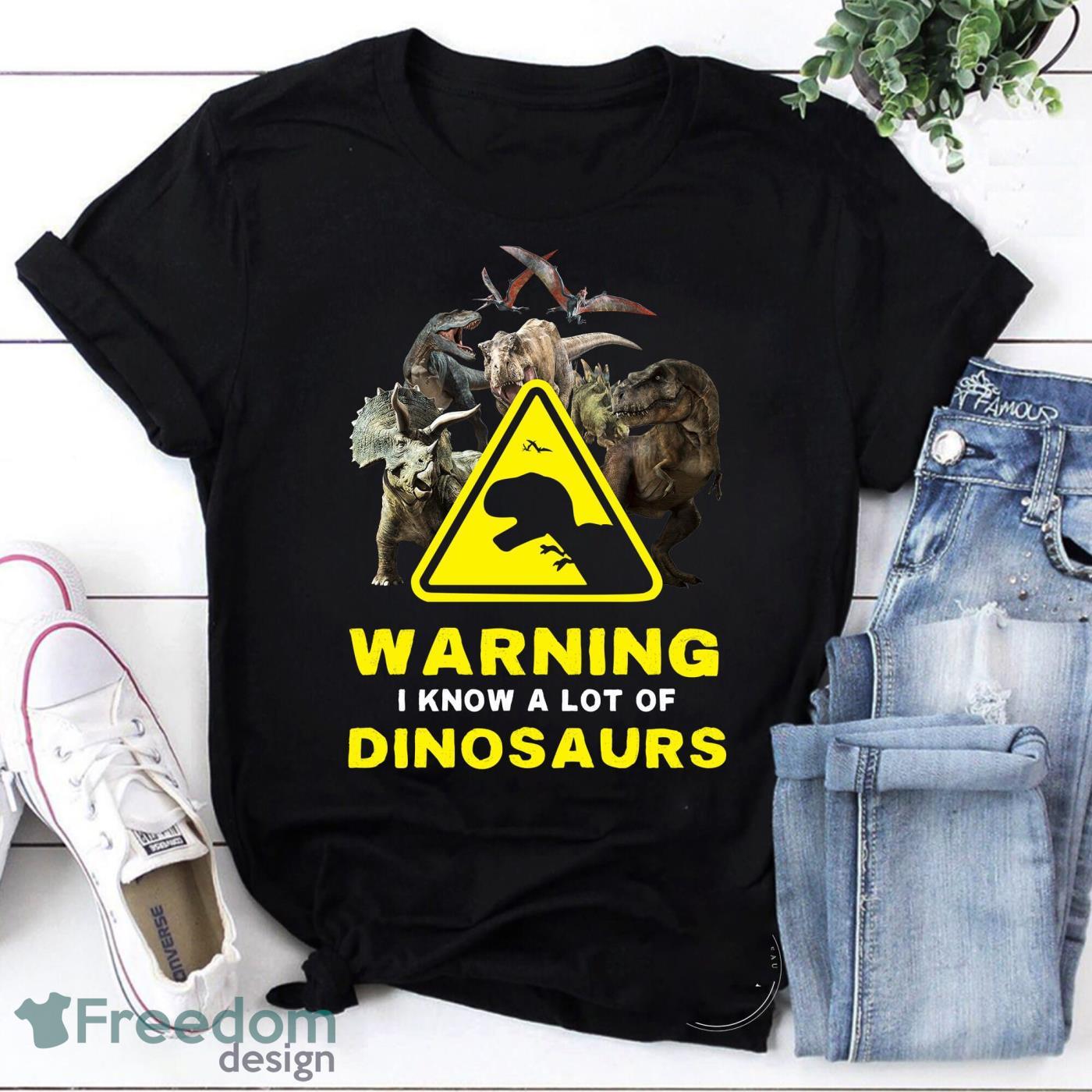 Warning I Know A Lot Of Dinosaurs Vintage T-Shirt, Dinosaur Shirt, Funny Dinosaur Shirt Product Photo 1