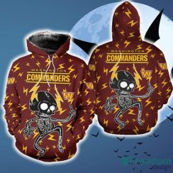 Washington Commanders Electric Shock Cute Skeleton Color Halloween Skull Hoodie AOP For Men And Women Gift Fans