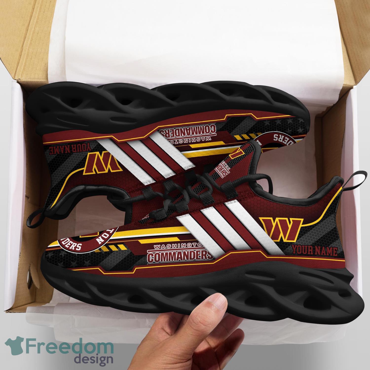 NFL Waves Logo Washington Commanders Sport Sneakers Fans Max Soul Shoes  Custom Name - Banantees